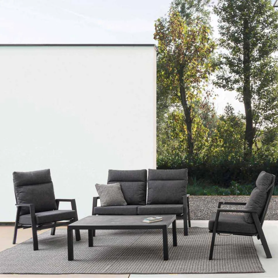 Couchtisch im Freien mit Aluminiumbasis und Keramikplatte - Maino Viadurini