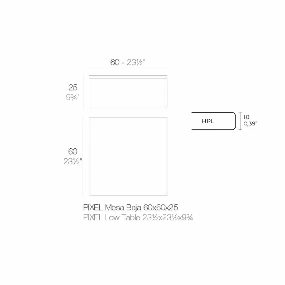 Couchtisch im Freien aus Aluminium und quadratischem schwarzem Laminat - Suave von Vondom Viadurini