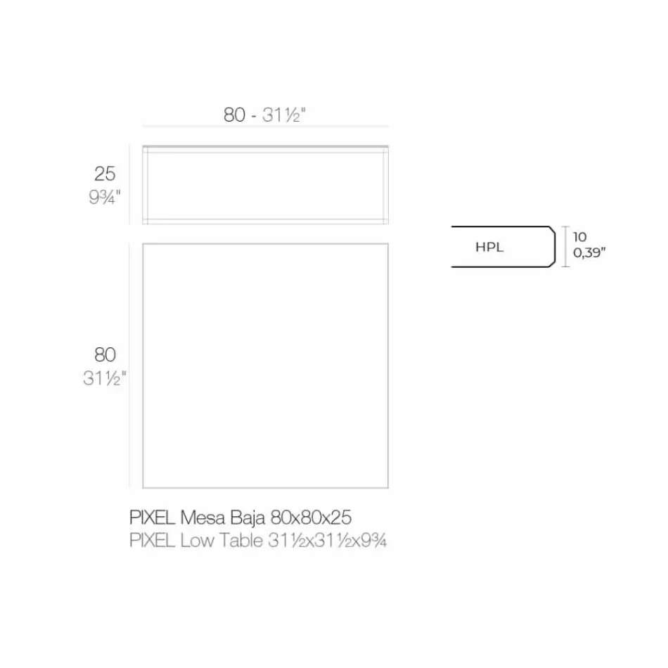 Couchtisch im Freien aus Aluminium und quadratischem schwarzem Laminat - Suave von Vondom Viadurini