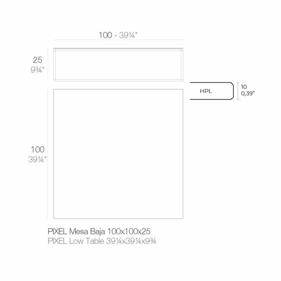 Couchtisch im Freien aus Aluminium und quadratischem schwarzem Laminat - Suave von Vondom Viadurini