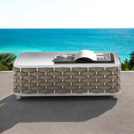Outdoor-Couchtisch aus Aluminium und handgewebtem Stoff - Reda Viadurini