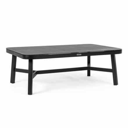 Tisch im Freien aus schwarzem Aluminium mit Homemotion - Morena Glasplatte Viadurini