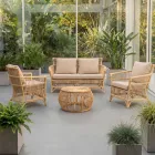 Outdoor-Couchtisch aus natürlichem Rattan, komplett von Hand geflochten - Bellaria Viadurini