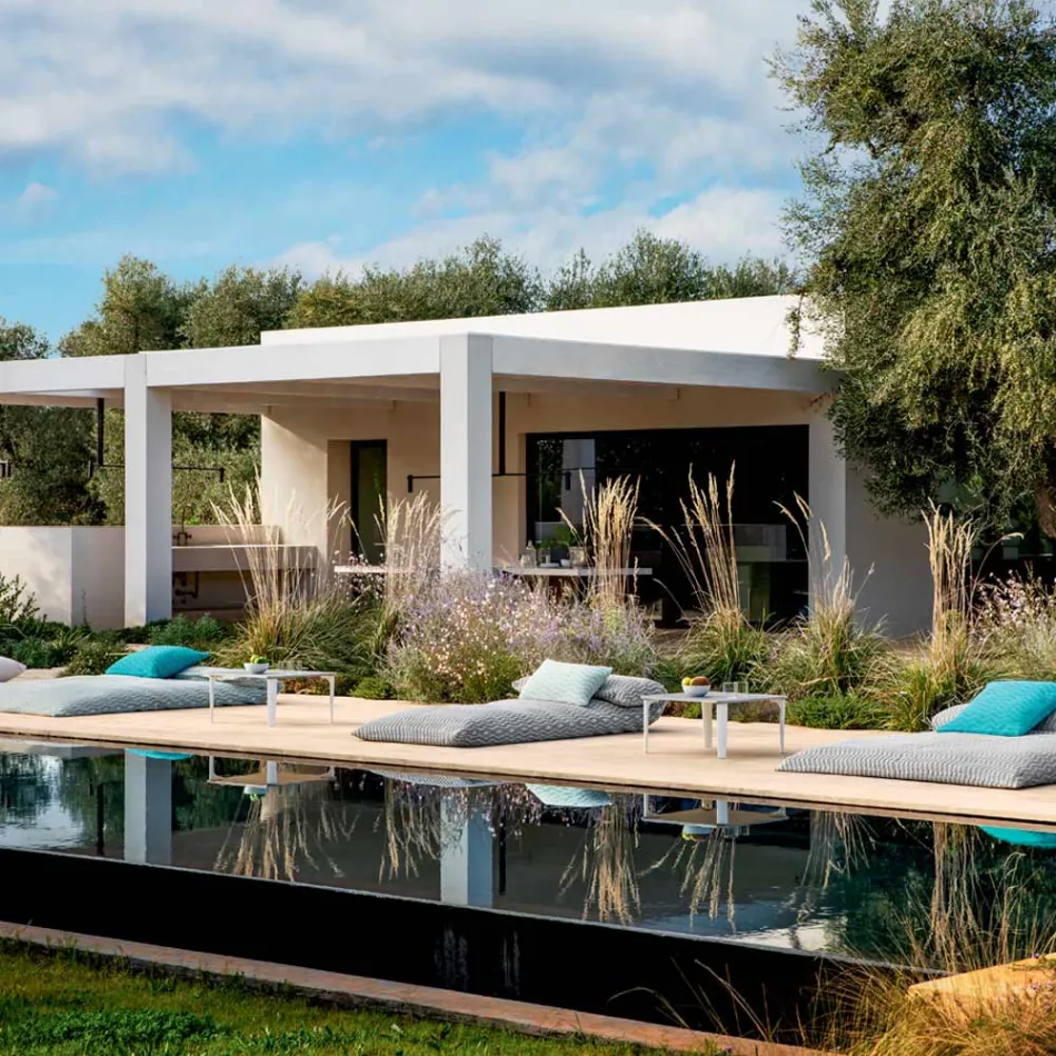 Quadratischer Couchtisch für den Außenbereich aus Aluminium und hochwertigem Steinzeug – Filomena Viadurini