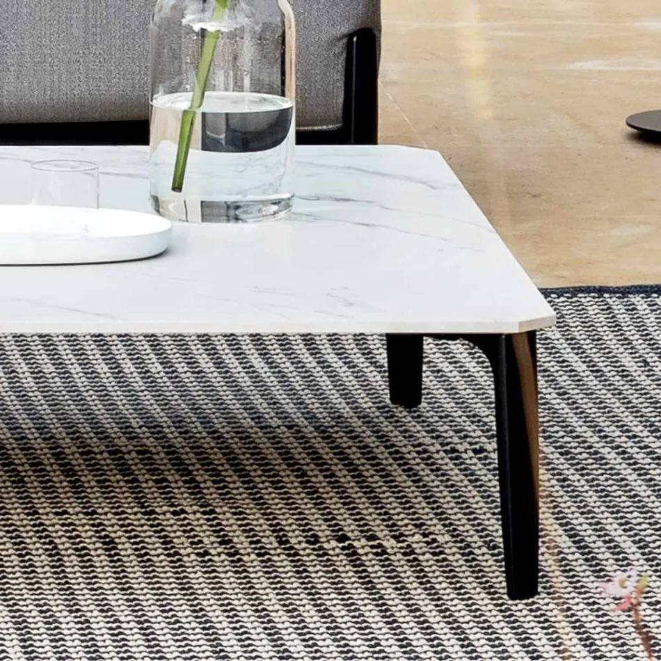 Quadratischer Couchtisch für den Außenbereich aus Aluminium und hochwertigem Steinzeug – Filomena Viadurini