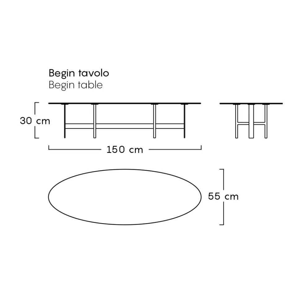 Outdoor-Couchtisch Stahlkonstruktion Made in Italy - Begin by Myyour Viadurini