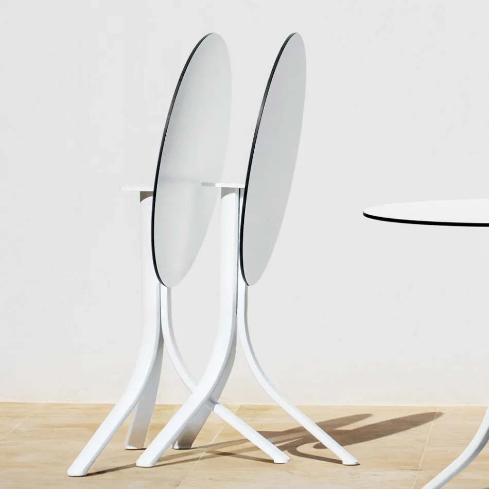 Runder Liege-Couchtisch für den Außenbereich mit 3 Beinen aus Aluminium in 2 Farben – Filomena Viadurini