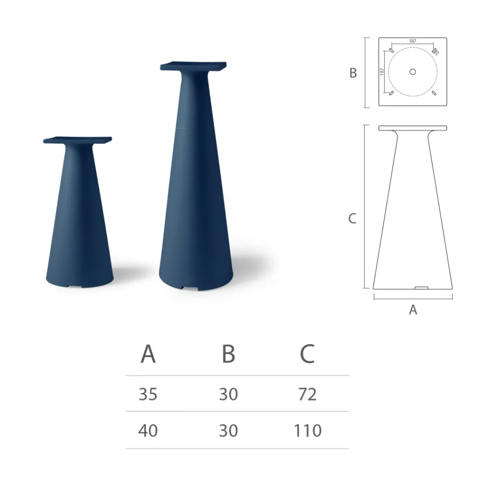 Garten-Couchtischgestell aus Polyethylen und HPL-Platte Made in Italy - Lucy Viadurini