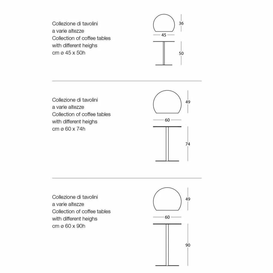 Modernes Design Farbiger Metall Garten Couchtisch in 3 Größen - Cettina Viadurini