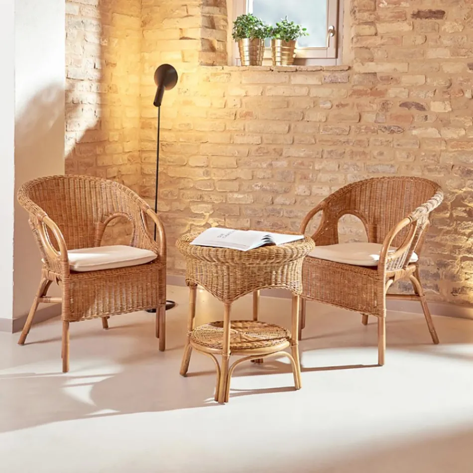 Garten-Couchtisch aus Honiggeflecht - Nathaniel Viadurini