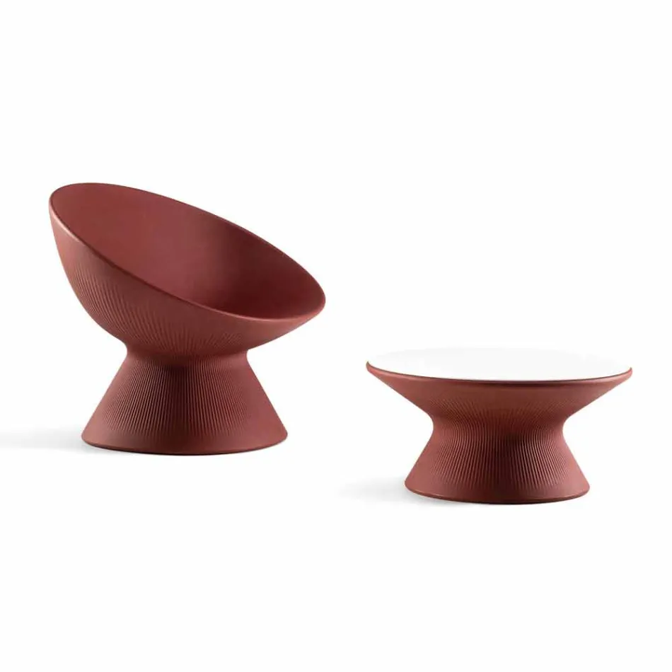 Garten Couchtisch aus Polyethylen mit HPL-Platte Made in Italy - Desmond Viadurini