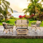 Garten-Couchtisch aus handgewebtem natürlichem Rattan - Catelyn Viadurini