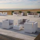 Quadratischer Garten-Couchtisch aus Polyethylen Made in Italy - Macao Viadurini