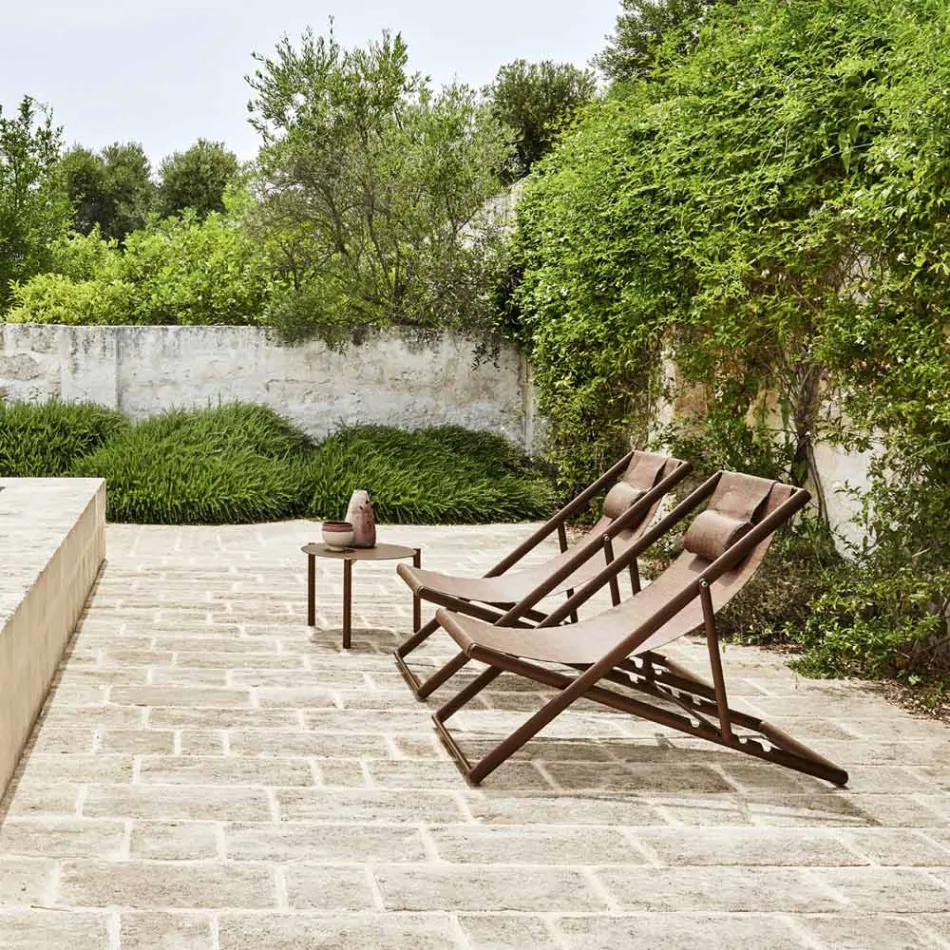 Runder Garten-Couchtisch aus lackiertem Aluminium - Bahia von Varaschin Viadurini