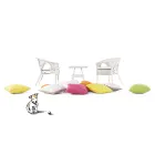 Runder Garten-Couchtisch aus Designer-Rattan, Durchmesser 52 cm – Favolizia Viadurini