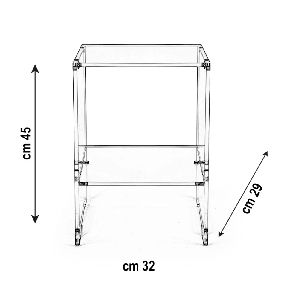 Couchtisch mit 1 Regal aus transparentem Plexiglas, hergestellt in Italien – Mulan Viadurini