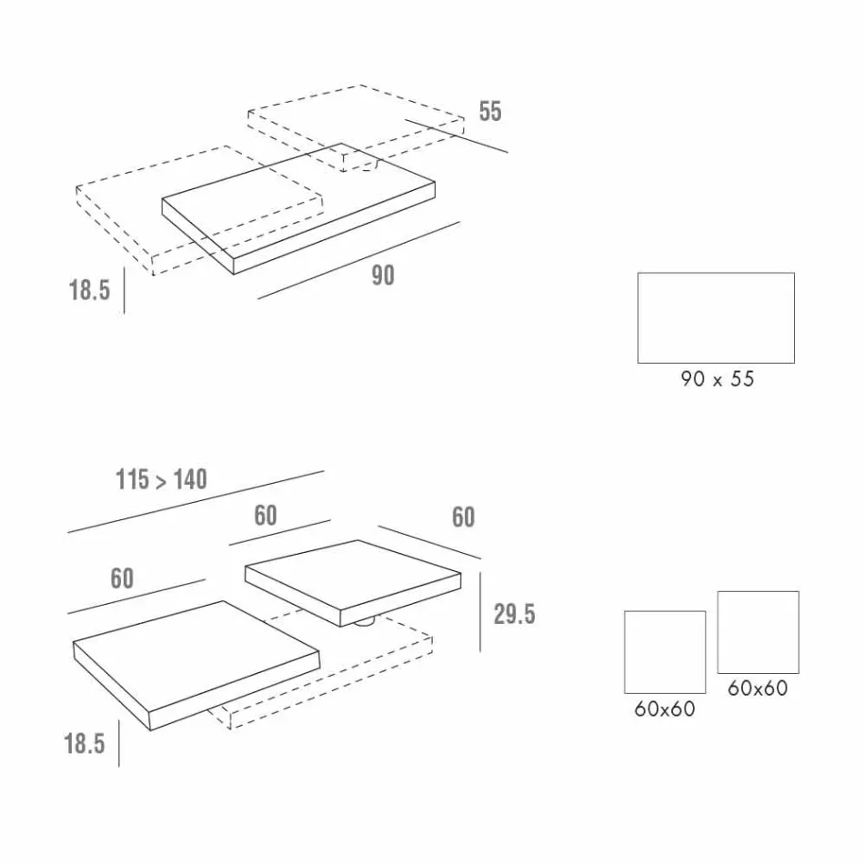 Couchtisch mit drehbaren Platten aus HPL Made in Italy, Precious - Paris Viadurini