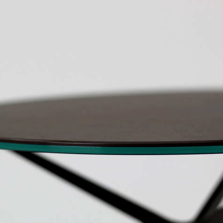 Couchtisch mit runder Platte aus Feinsteinzeug, hergestellt in Italien – Siste Viadurini