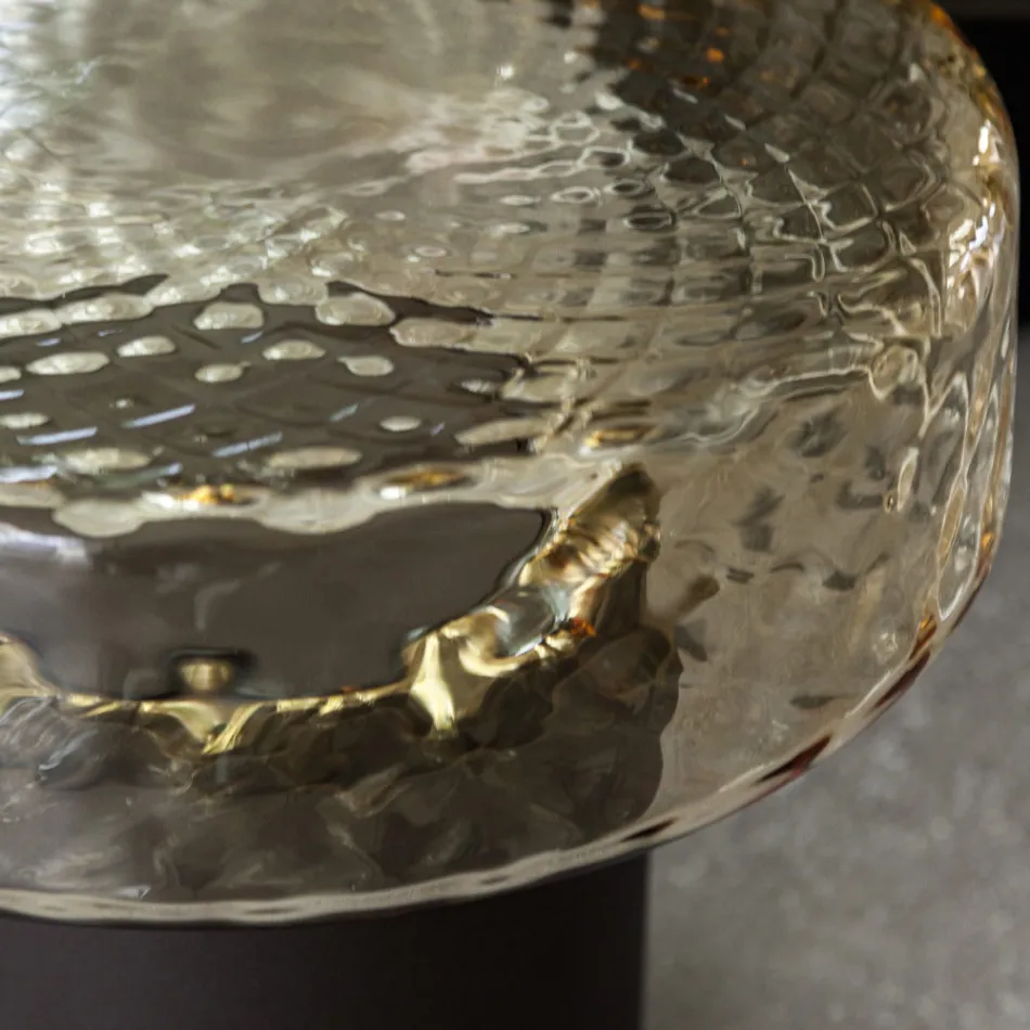 Couchtisch mit Glasplatte und Metallgestell, hergestellt in Italien – Batulla Viadurini