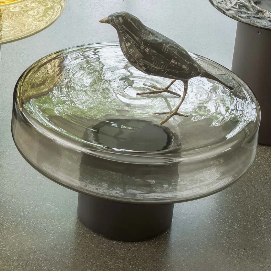 Couchtisch mit Glasplatte und Metallgestell, hergestellt in Italien – Batulla Viadurini