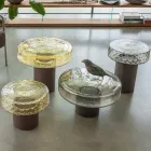 Couchtisch mit Glasplatte und Metallgestell, hergestellt in Italien – Batulla Viadurini