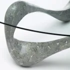 Couchtisch mit Glasplatte und Sockel aus Fossilstein – Kalifornien Viadurini