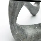 Couchtisch mit Glasplatte und Sockel aus Fossilstein – Kalifornien Viadurini