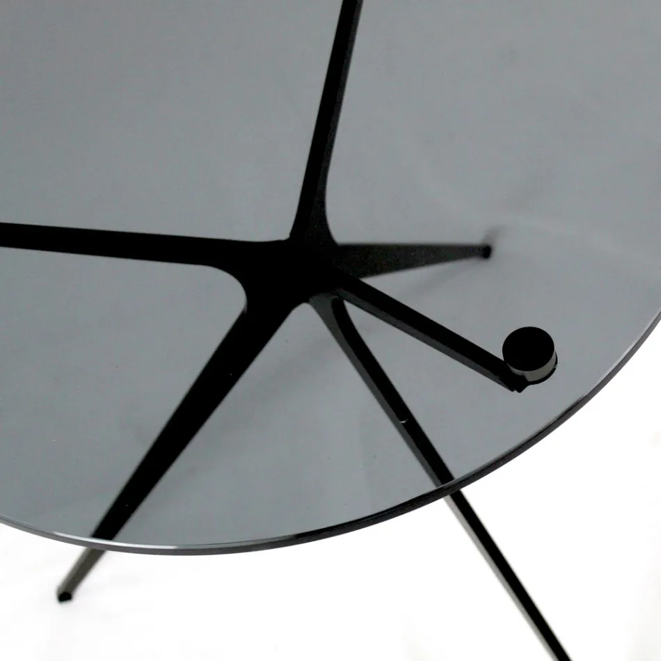 Couchtisch mit runder Glasplatte und 3 Beinen, hergestellt in Italien – Siste Viadurini