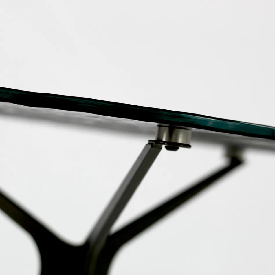 Couchtisch mit runder Glasplatte und 3 Beinen, hergestellt in Italien – Siste Viadurini