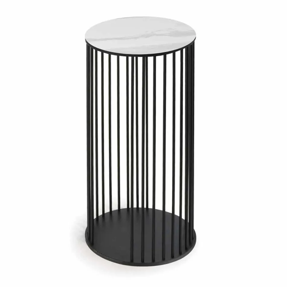 Couchtisch mit runder Keramikplatte Made in Italy - Montebianco Viadurini