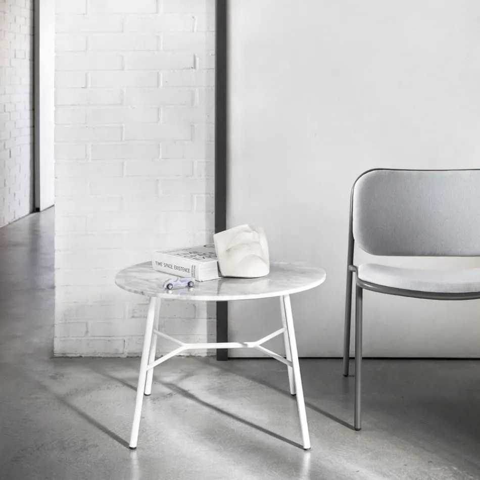 Couchtisch mit runder Marmorplatte Made in Italy - Makino Viadurini