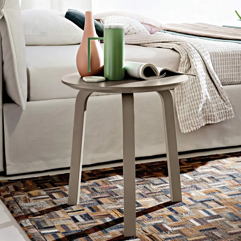 Wohnzimmer Couchtisch mit runder lackierter MDF-Platte Made in Italy, Precious - Tobiko Viadurini