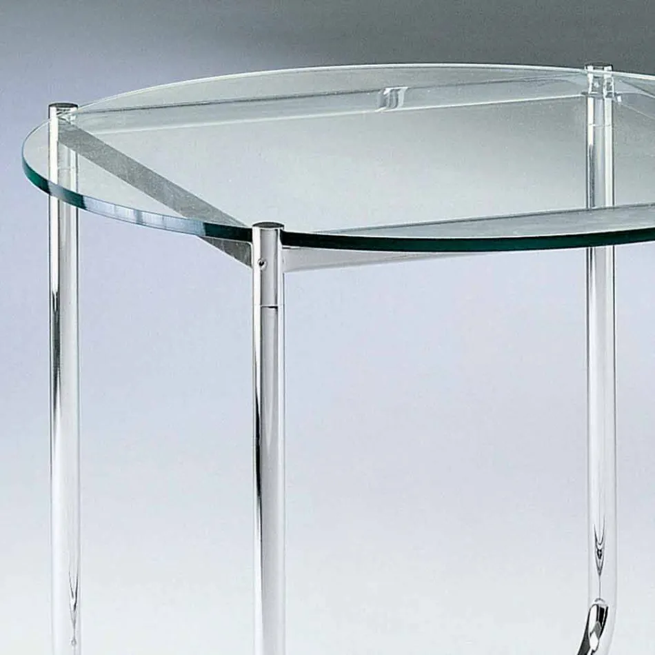 Couchtisch mit runder Glasplatte Made in Italy - Costanza Viadurini
