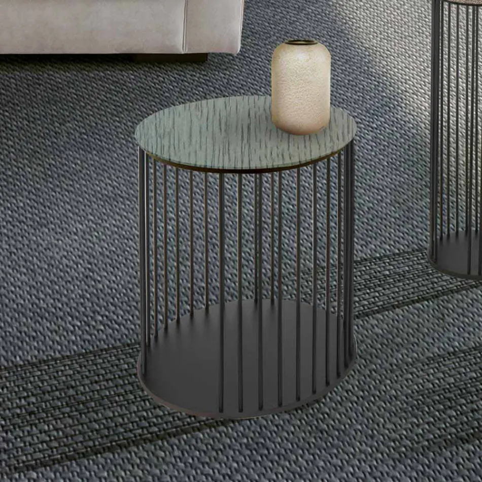 Couchtisch mit runder Holzplatte Made in Italy - Montebianco Viadurini