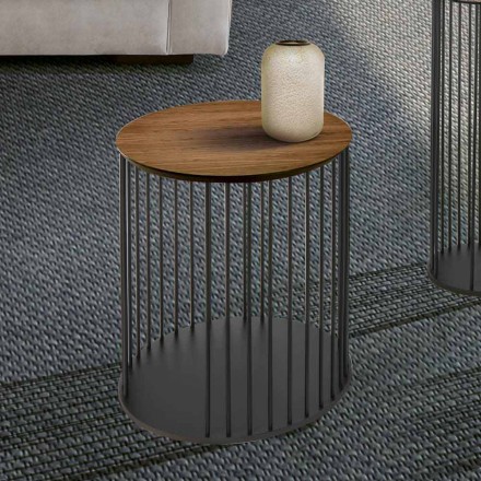 Couchtisch mit runder Holzplatte Made in Italy - Montebianco Viadurini