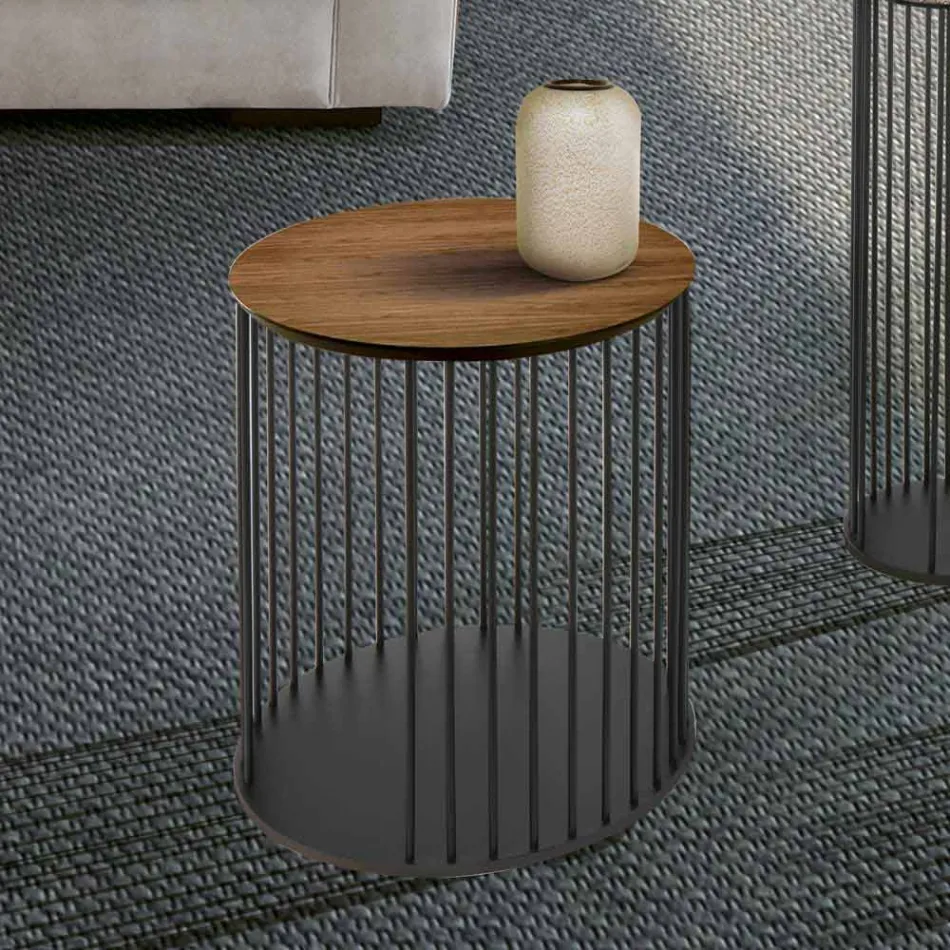 Couchtisch mit runder Holzplatte Made in Italy - Montebianco Viadurini