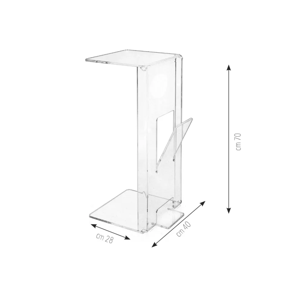 Couchtisch mit Zeitschriftenständer aus Plexiglas, hergestellt in Italien – Belle Viadurini