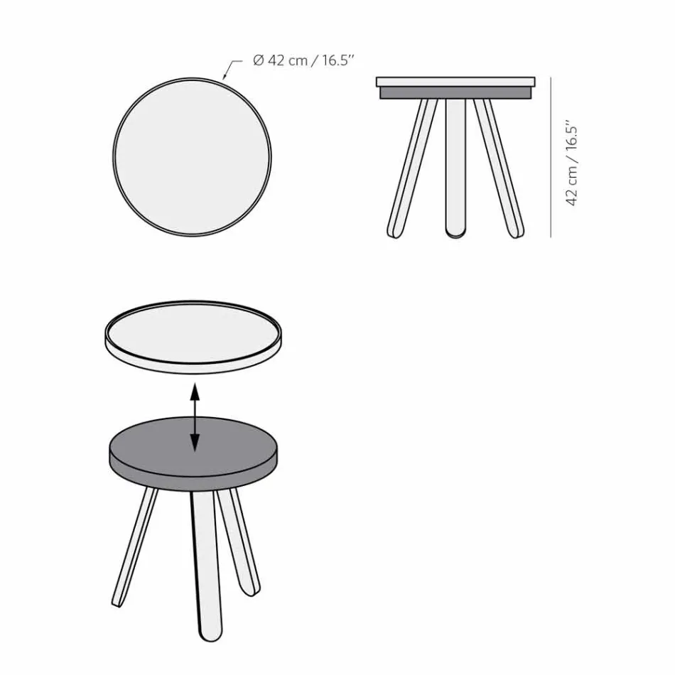 Design Couchtisch mit runder Platte und Beinen aus massivem Holz - Salerno Viadurini