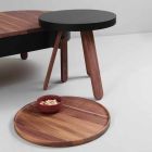 Design Couchtisch mit runder Platte und Beinen aus massivem Holz - Salerno Viadurini