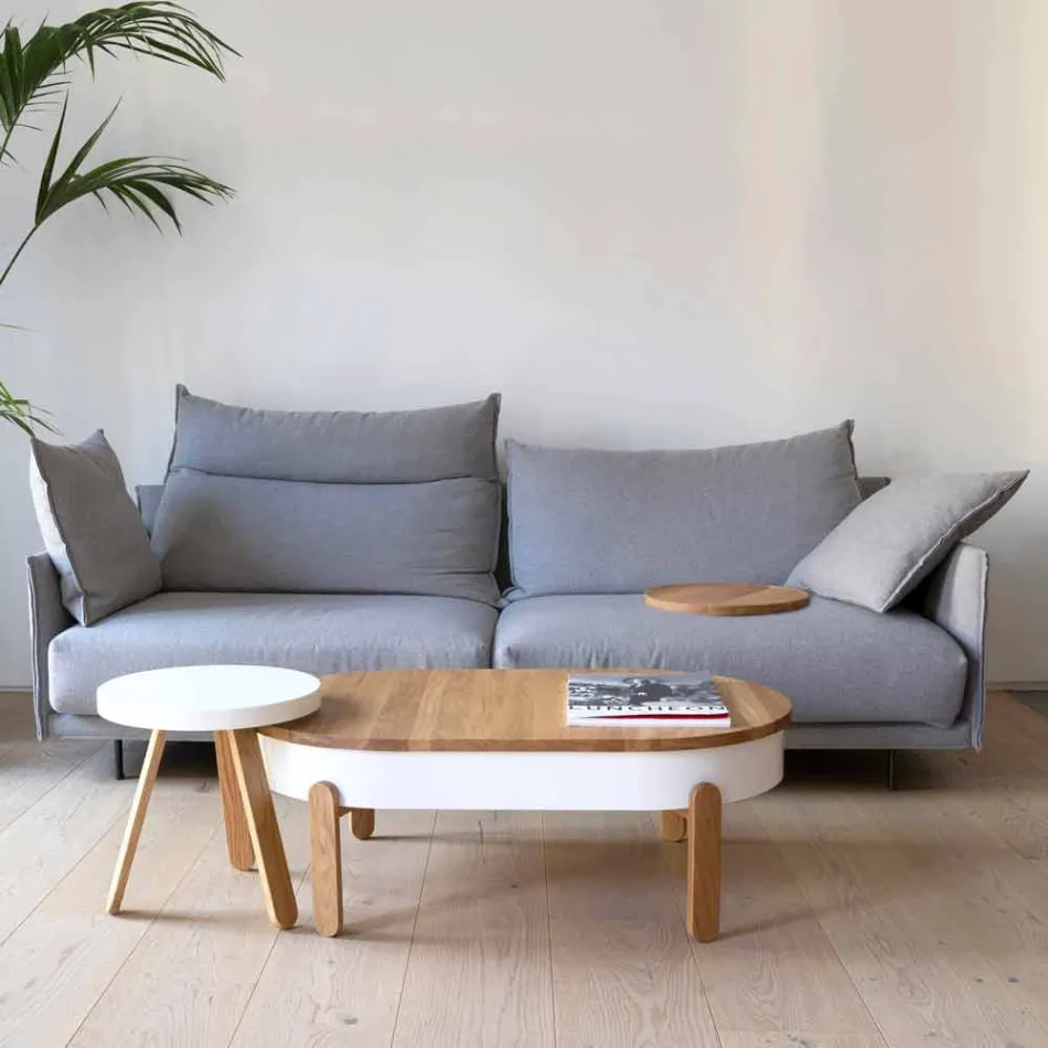 Design Couchtisch aus Massivholz und lackiertem Metall - Salerno Viadurini