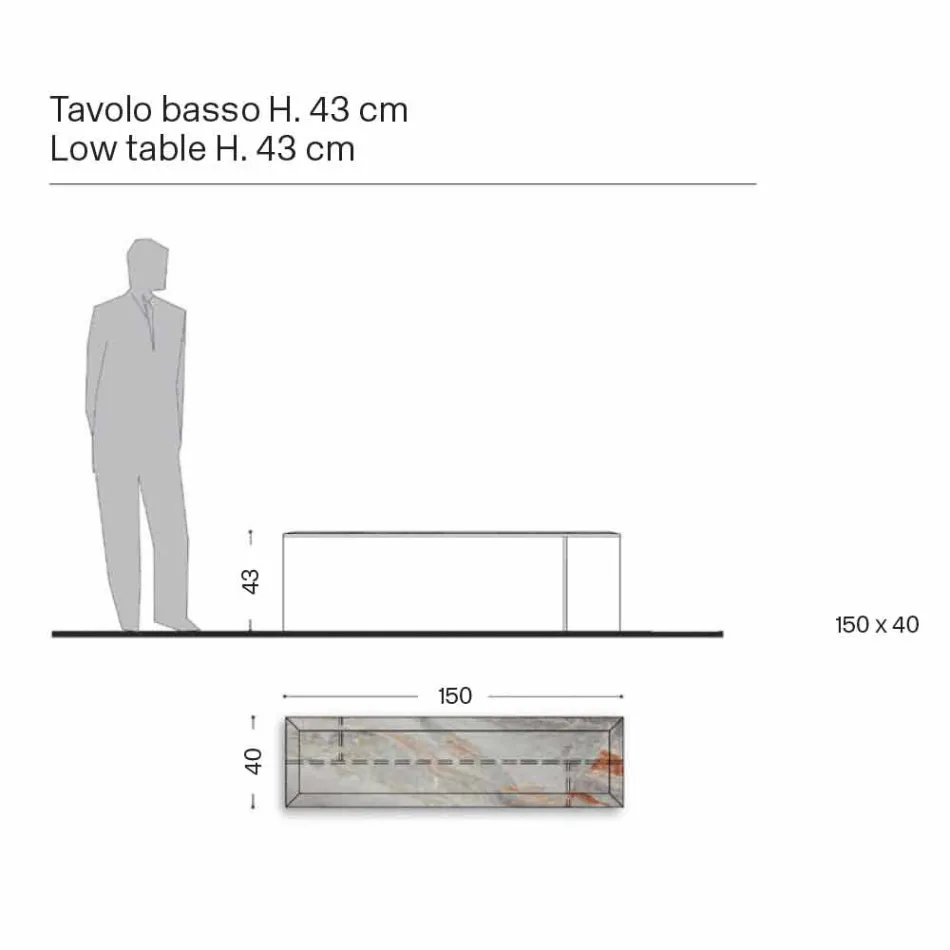 Design Couchtisch aus Marmor mit Glasboden Made in Italy - Molino Viadurini