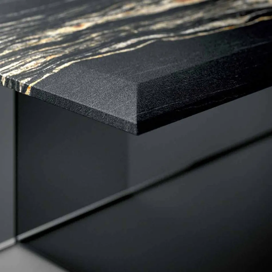 Design Couchtisch aus Marmor mit Glasboden Made in Italy - Molino Viadurini