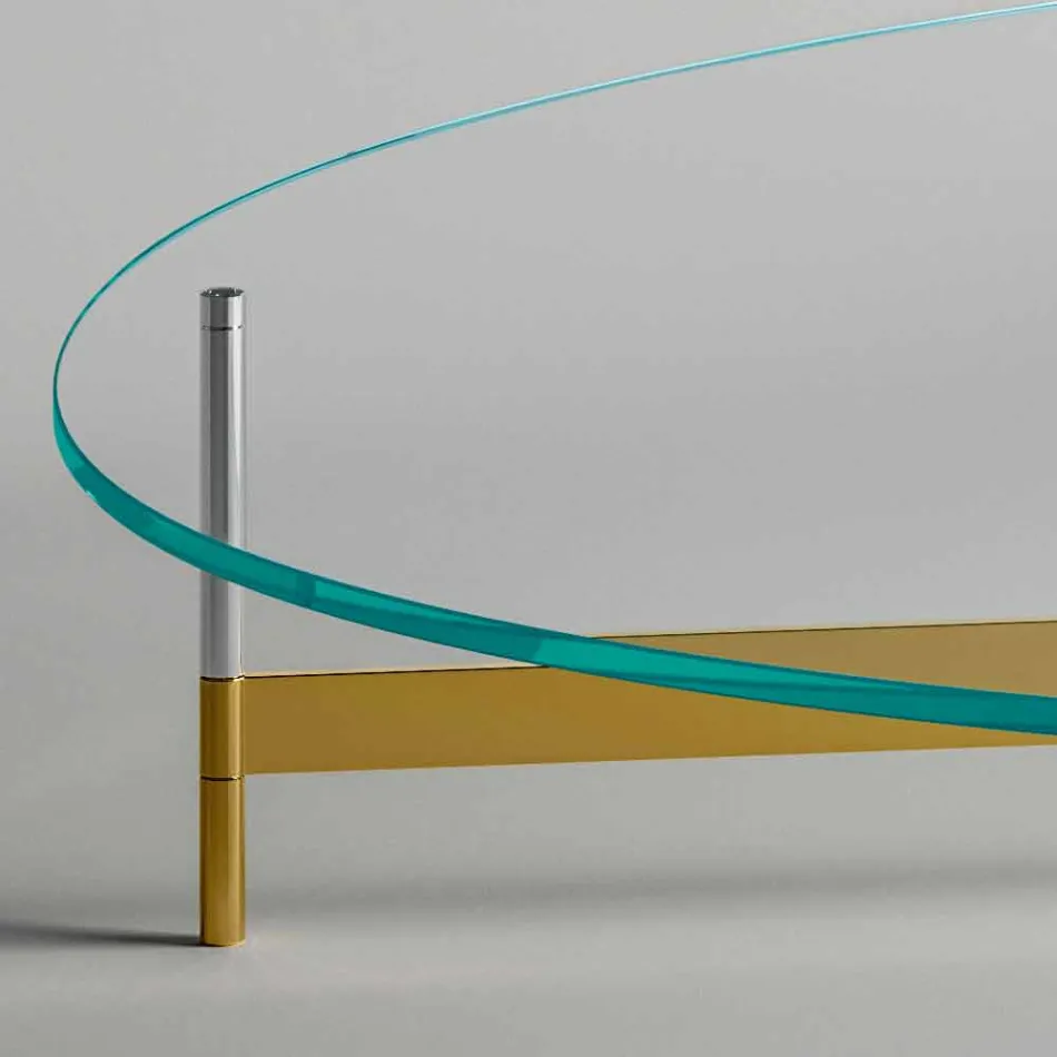 Design Couchtisch aus Glas mit Metallbasis Made in Italy - Cinci Viadurini