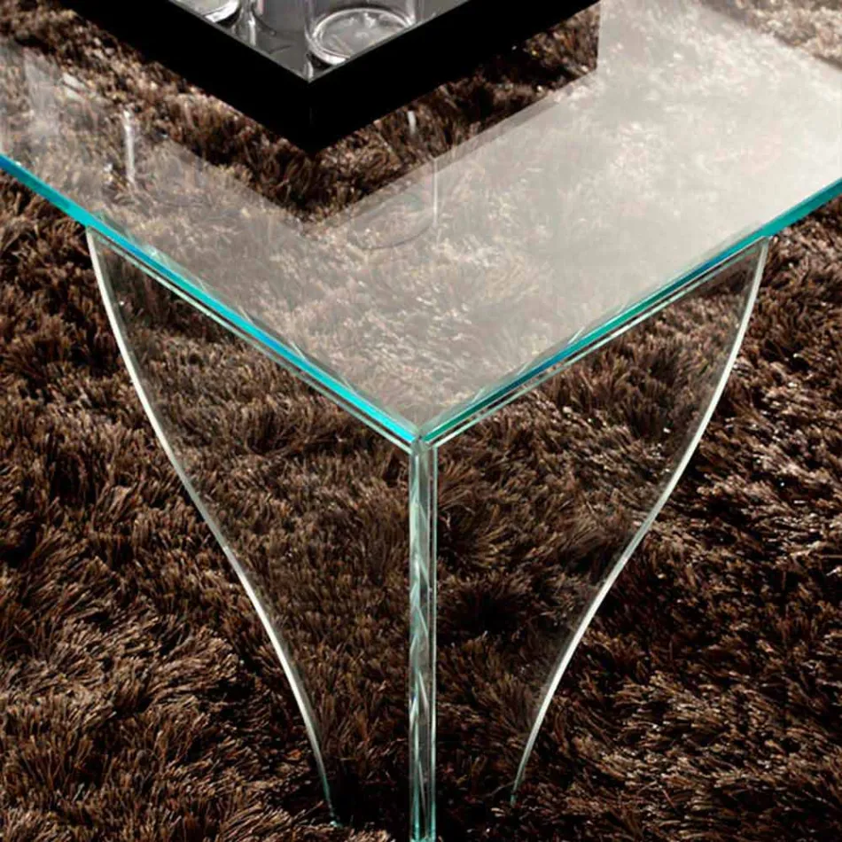 Couchtisch aus extra klarem transparentem Kristall Made in Italy - Lithium Viadurini