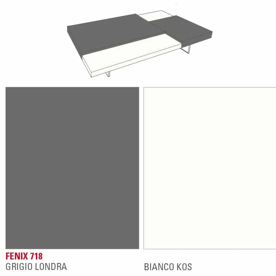 Fenix Couchtisch mit transparenten Füßen Made in Italy - Justin Viadurini