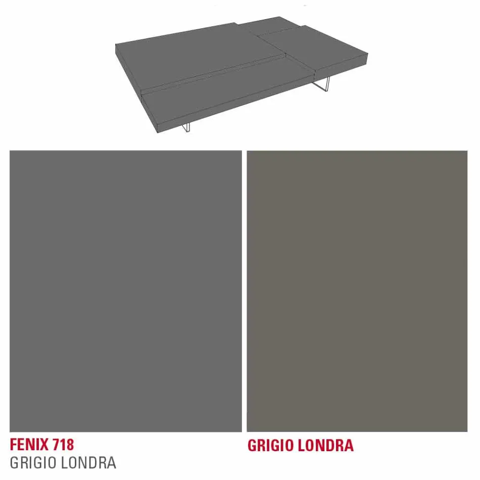 Fenix Couchtisch mit transparenten Füßen Made in Italy - Justin Viadurini