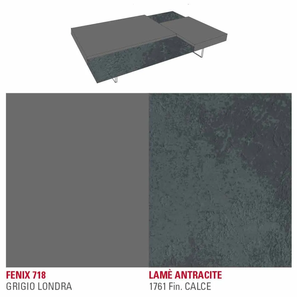 Fenix Couchtisch mit transparenten Füßen Made in Italy - Justin Viadurini