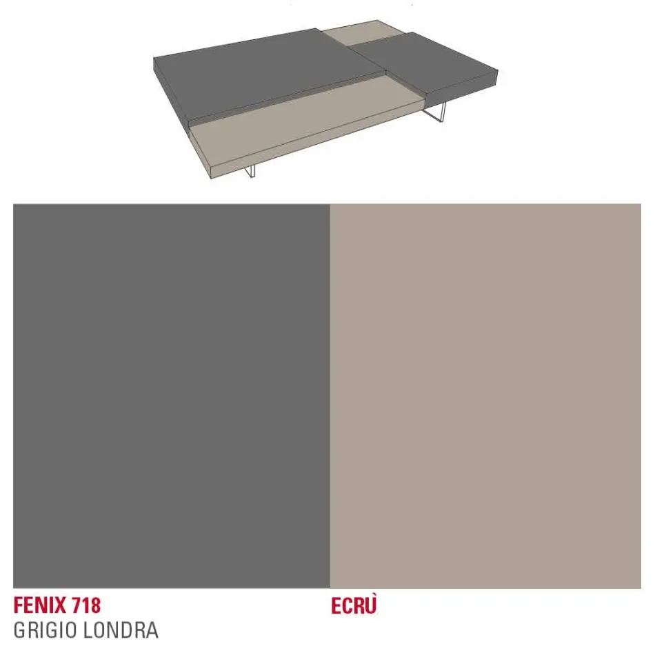 Fenix Couchtisch mit transparenten Füßen Made in Italy - Justin Viadurini