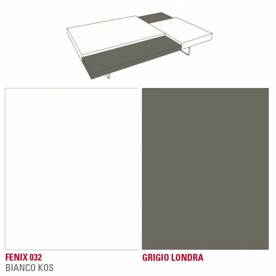 Fenix Couchtisch mit transparenten Füßen Made in Italy - Justin Viadurini