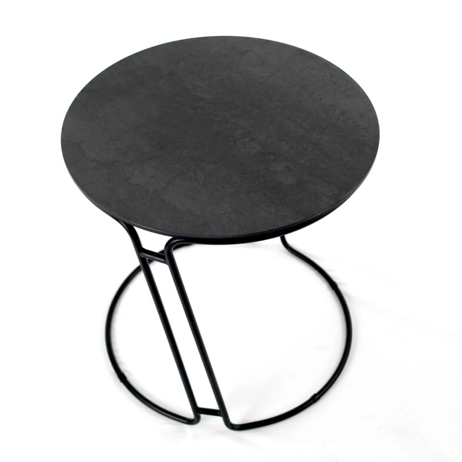 Couchtisch aus Porzellan-Grès und rundem Sockel, hergestellt in Italien – Tullia Viadurini